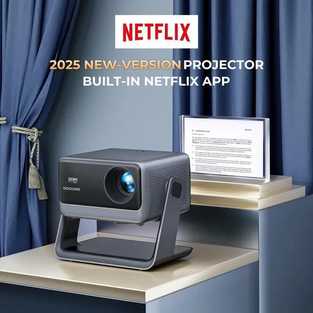 Alt view image 2 of 7 - Video Projector With Wifi And Bluetooth, Smart Movie System/ Dolby Audio/ Auto Focus & Keystone Portable Projector, 4k Decode 1080p Native For Home Theater / Outdoor