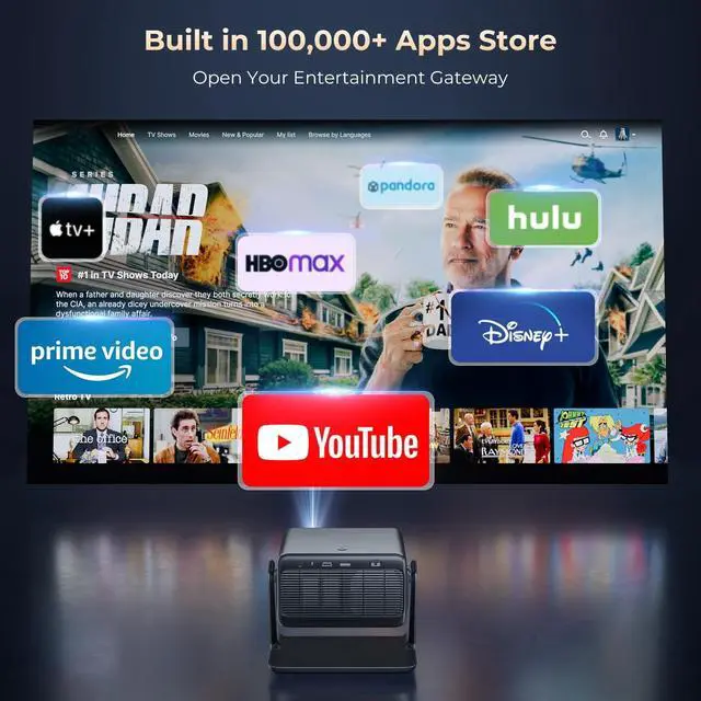 Alt view image 3 of 7 - Video Projector With Wifi And Bluetooth, Smart Movie System/ Dolby Audio/ Auto Focus & Keystone Portable Projector, 4k Decode 1080p Native For Home Theater / Outdoor