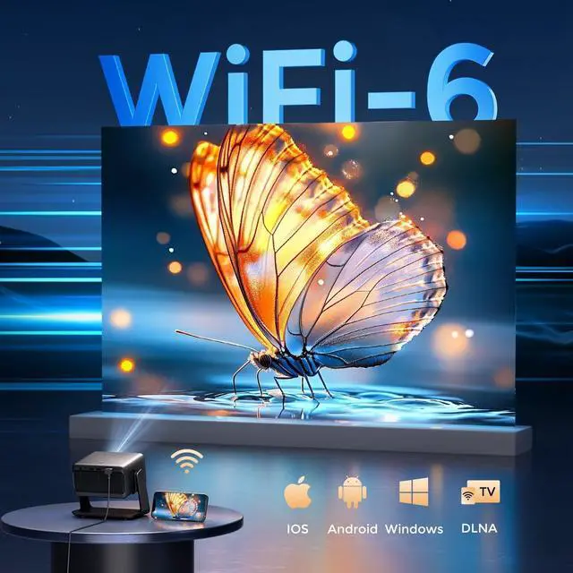 Alt view image 6 of 7 - Video Projector With Wifi And Bluetooth, Smart Movie System/ Dolby Audio/ Auto Focus & Keystone Portable Projector, 4k Decode 1080p Native For Home Theater / Outdoor