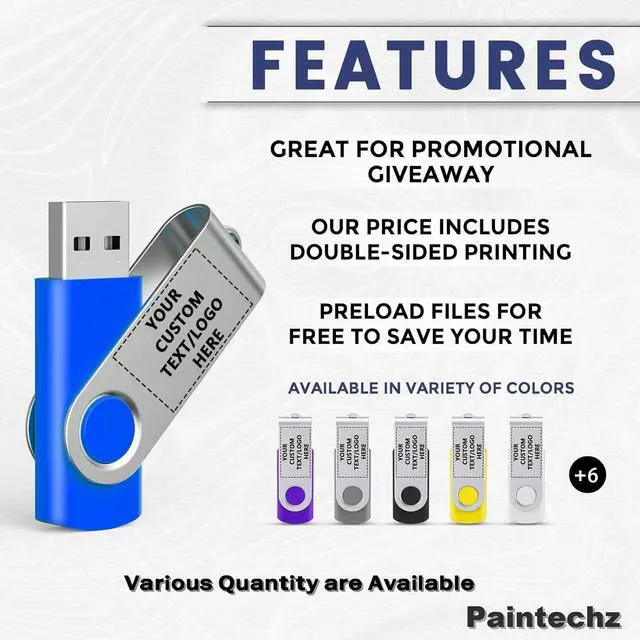 Alt view image 2 of 6 - Custom Swivel USB Flash Drives 100 Pack, Personalized Logo Bulk - as Corporate Gifts and Promotional Giveaways 512MB