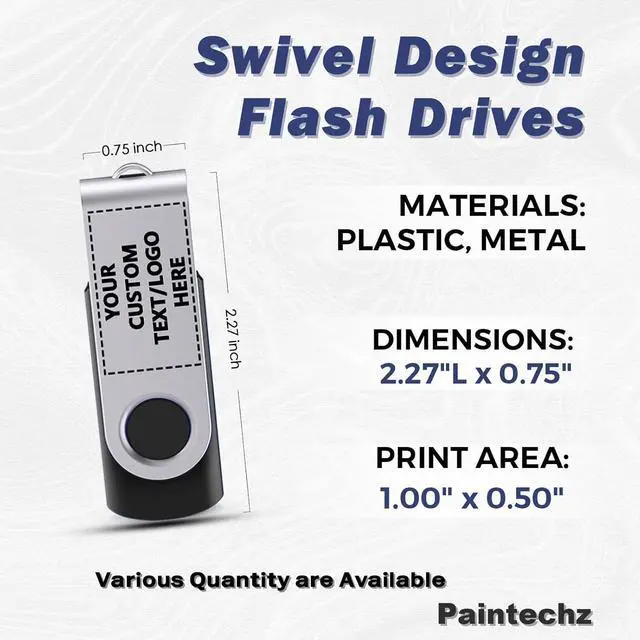Alt view image 3 of 6 - Custom Swivel USB Flash Drives 100 Pack, Personalized Logo Bulk - as Corporate Gifts and Promotional Giveaways 512MB