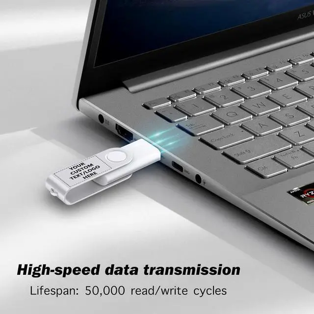 Alt view image 5 of 6 - Custom Swivel USB Flash Drives 100 Pack, Personalized Logo Bulk - as Corporate Gifts and Promotional Giveaways 512MB