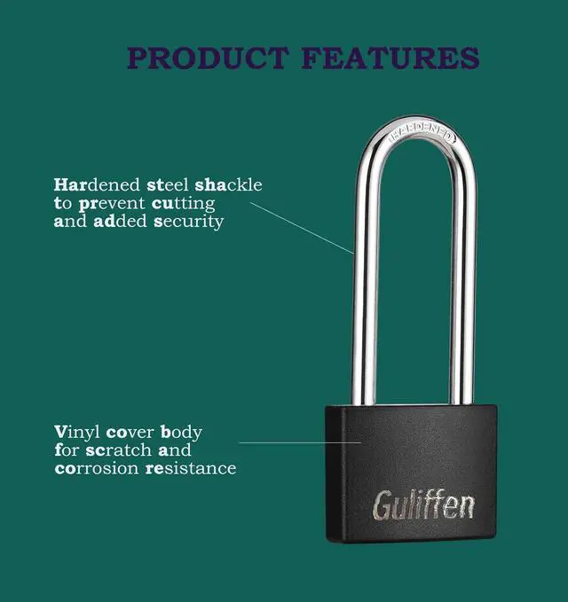 Alt view image 3 of 6 - Aluminum Pad Lock, 12 Pack Long Shackle Padlocks with Same Key, Gym Locker Lock of Metal for Outdoor FenceSheds, Storage Unit, Gate, Toolbox,TrailerGarages