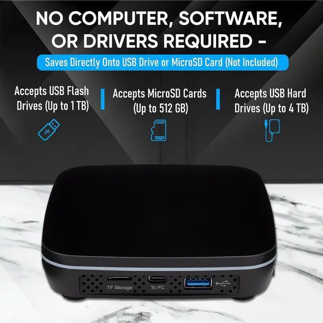Alt view image 4 of 6 - 4K HD Video Capture Box 2.0 (Second Generation) - Record Audio and from HDMI Sources [Content-Protected Not Supported] Saves onto USB Flash Drive or MicroSD Card