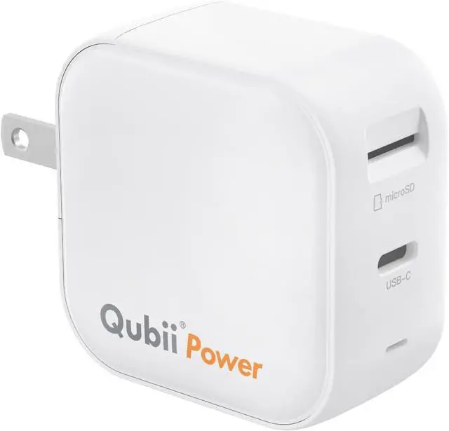 Main image of MFi Certified Marktar Qubii Power Auto Photo Backup GaN USB-C PD Charger | 45W AP Block for Android iPhone Wall Charging Cardreader Free App Included