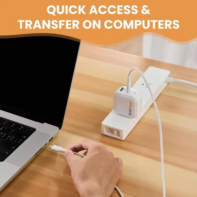 Alt view image 7 of 7 - MFi Certified Marktar Qubii Power Auto Photo Backup GaN USB-C PD Charger | 45W AP Block for Android iPhone Wall Charging Cardreader Free App Included