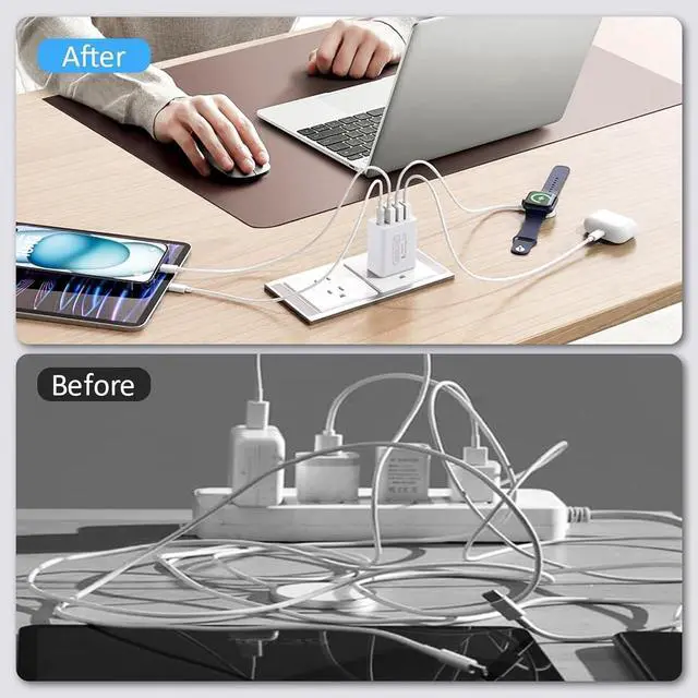 Alt view image 7 of 7 - 10Pack USB C Wall Charger 40W 4-Port,USBC Cube Power Adapter Plug Multiport Type Brick for AP Watch Series 9/8/7/6/ iPhone 15 Plus/15 Pro Max