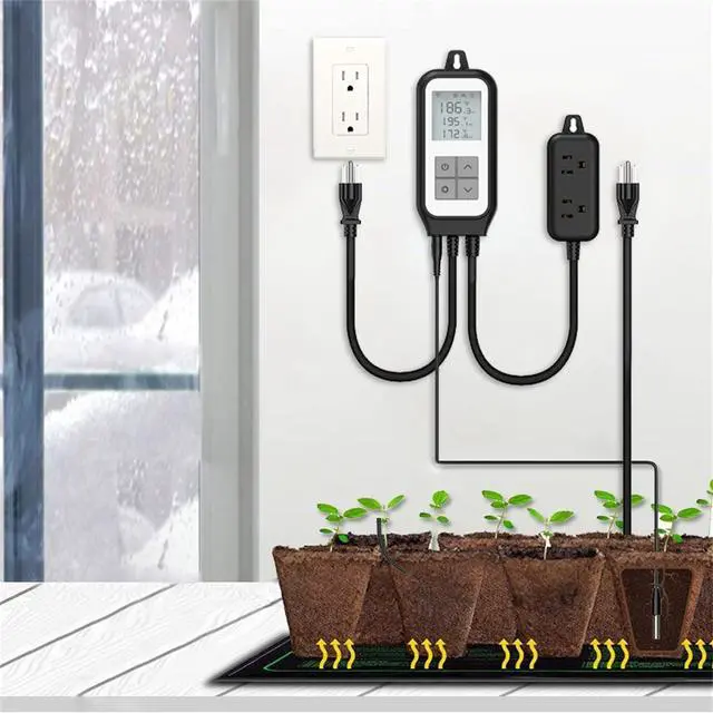 Alt view image 4 of 7 - Smart WiFi Cooling Heating Thermostat Outlet, Tuya Digital Temperature Controller Sensor Plug for Reptile Fermenter Brewing Breeding Heat Mat, Life Remote Control, -22-221,10A 1250W