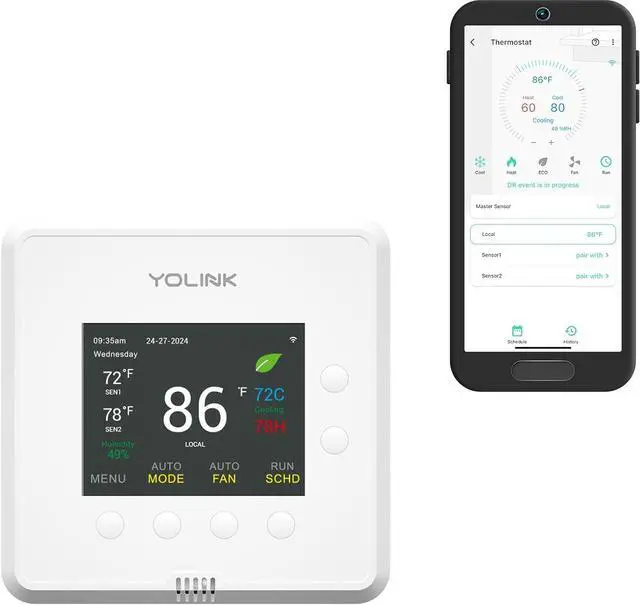 Main image of Thermostat 2, Smart Home & Commercial with Dual-Stage Heating Cooling, Heat Pump Support, External Sensors, Remote App Control, Alexa Google, LoRa Longest Range, Hub Required