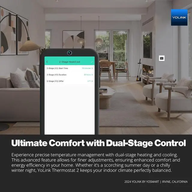Alt view image 2 of 7 - Thermostat 2, Smart Home & Commercial with Dual-Stage Heating Cooling, Heat Pump Support, External Sensors, Remote App Control, Alexa Google, LoRa Longest Range, Hub Required