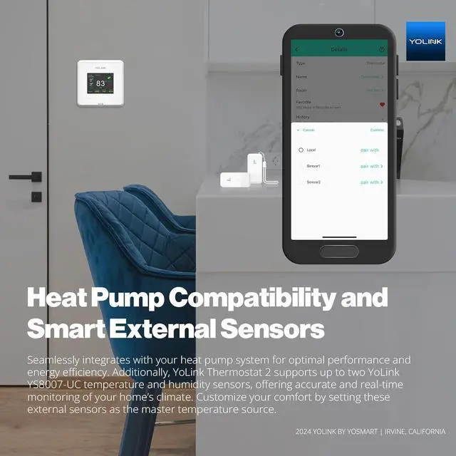 Alt view image 3 of 7 - Thermostat 2, Smart Home & Commercial with Dual-Stage Heating Cooling, Heat Pump Support, External Sensors, Remote App Control, Alexa Google, LoRa Longest Range, Hub Required