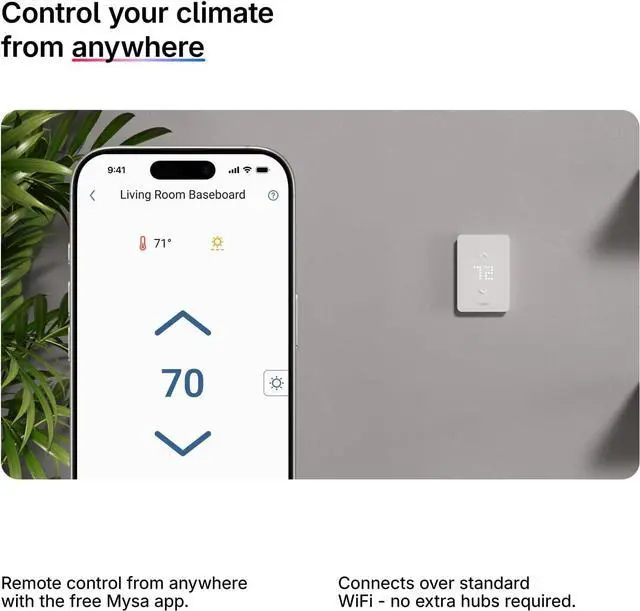 Alt view image 6 of 7 - Smart Thermostat LITE - Line Voltage Electric Baseboard Heater 120V/240V | DIY Install HomeKit, Alexa, Google Wi-Fi Programmable App Control