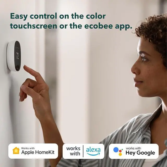 Alt view image 3 of 7 - Smart Thermostat Essential - Energy Star Certified programmable Wi-Fi Works with Siri, Alexa, and Google Assistant