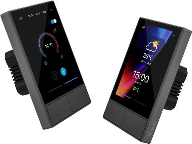 Main image of NSPanel WiFi Smart Scene Wall Switch,2-Switch Panel Home Control,Touchscreen Control for Temperature Function,Lights,Compatible with Alexa & Google (2, Black)