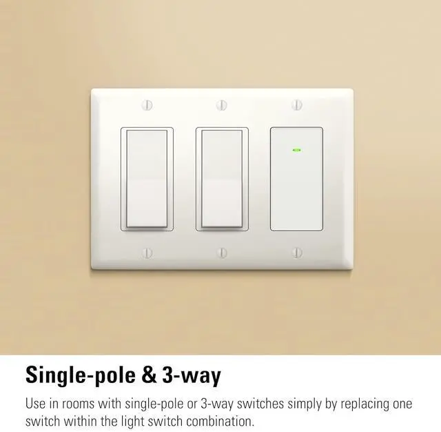 Alt view image 6 of 7 - Light Switch (Matter) 2-Pack  Smart Wall for AP Home, Alexa, Google SmartThings; Single-Pole & 3-Way switches; Thread, Requires Thread Router Neutral Wire; UL-Certified