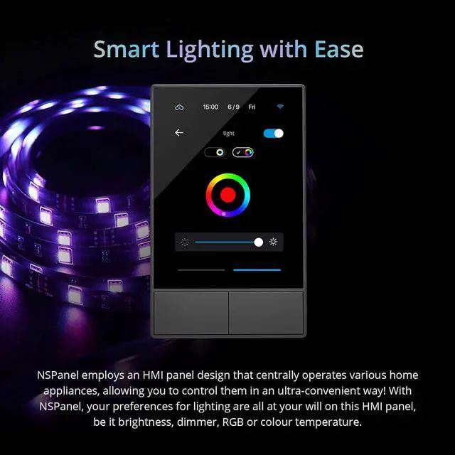 Alt view image 4 of 7 - NSPanel WiFi Smart Scene Wall Switch,2-Switch Panel Home Control,Touchscreen Control for Temperature Function,Lights,Compatible with Alexa & Google (2, Black)