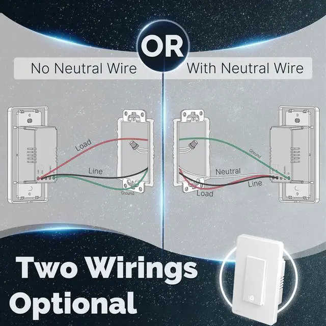 Alt view image 3 of 6 - Zigbee Smart Switch 2 Gang, No Neutral Wire Required, Inteligente Single Pole Light Switches, Compatible with Alexa Google Assistant, Remote Control, Require  Hub