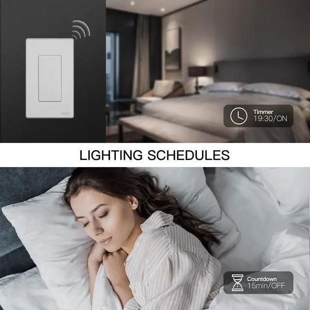 Alt view image 6 of 6 - Zigbee Smart Switch 2 Gang, No Neutral Wire Required, Inteligente Single Pole Light Switches, Compatible with Alexa Google Assistant, Remote Control, Require  Hub