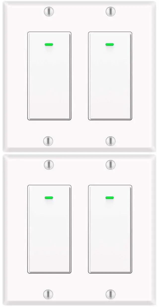 Main image of Smart light switch 2gang, Works with Alexa, Compatible Google Assistant, No Hub Required, Home WiFi Wireless, Suit for 1/2/3/4 Gang Switch Box, Neutral Wire White 4pack