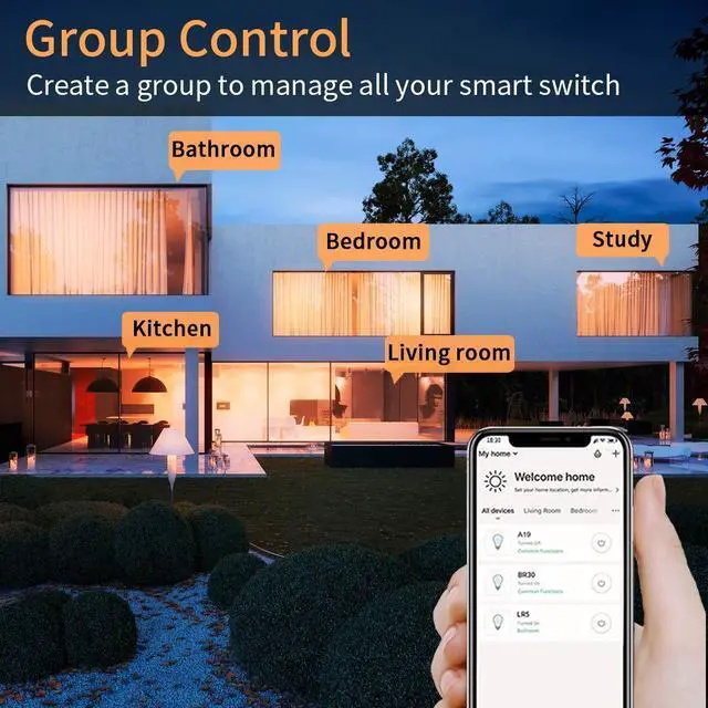 Alt view image 7 of 7 - Smart light switch 2gang, Works with Alexa, Compatible Google Assistant, No Hub Required, Home WiFi Wireless, Suit for 1/2/3/4 Gang Switch Box, Neutral Wire White 4pack