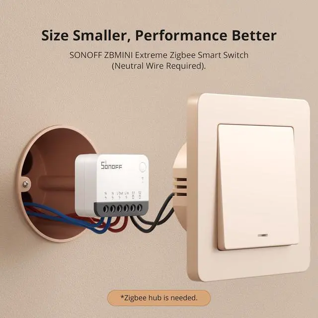 Alt view image 2 of 7 - ZigBee Smart Light Switch,  Zigbee Hub Required, Interruptor Inteligente Voice Control with Alexa & Google Home, Neutral Line Required Home Device, Switch ZBMINIR2 4-Pack