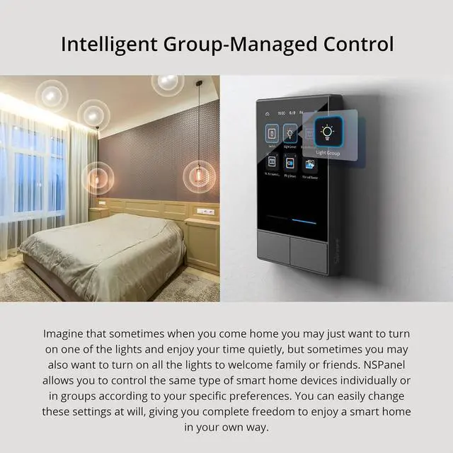 Alt view image 5 of 7 - NSPanel WiFi Smart Scene Wall Switch,2-Switch Panel Home Control,Touchscreen Control for Temperature Function,Lights,Compatible with Alexa & Google (2, Black)
