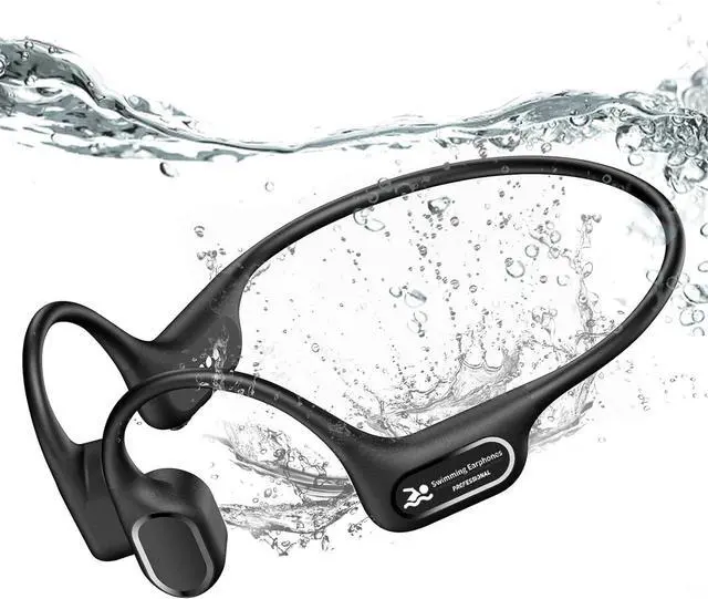 Main image of Bone Conduction Bluetooth Headphones-SurfAudio, IP68 Waterproof Swimming Headphones with 32GB MP3 Player, Lightweight Open Ear Design for Swimming/Surfing/Marathon/Cycling(Black)