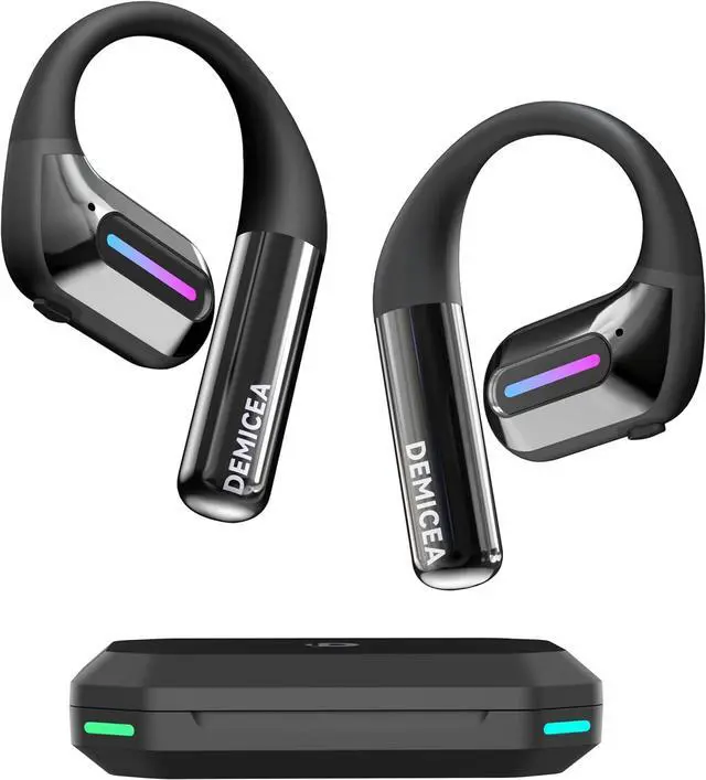 Main image of True Bone Conduction Headphones, Perfect for Night Running and Cycling, Aurora Mode(RGB Light) Open-Ear Up to 30H Playtime with Charging Case, IP54 Water-Resistant, AAC/SBC