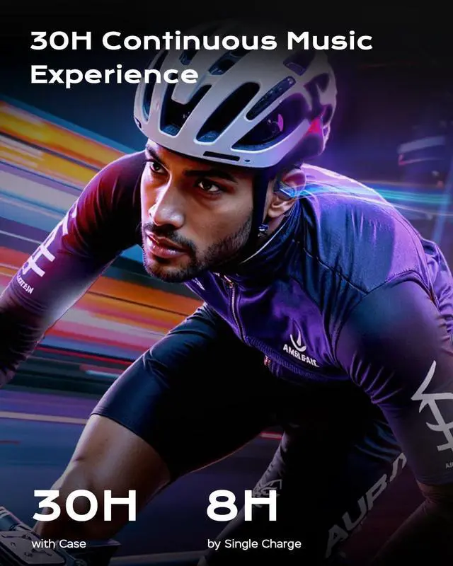 Alt view image 5 of 6 - True Bone Conduction Headphones, Perfect for Night Running and Cycling, Aurora Mode(RGB Light) Open-Ear Up to 30H Playtime with Charging Case, IP54 Water-Resistant, AAC/SBC