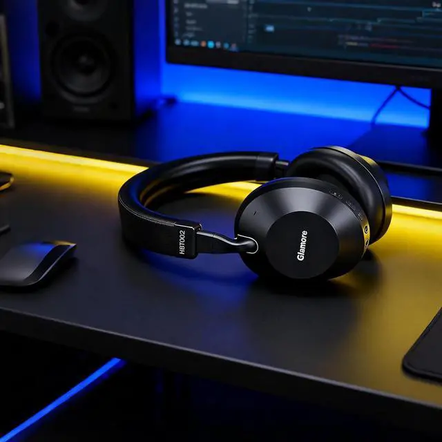Alt view image 7 of 7 - Noise Cancelling Headphones Over Ear Bluetooth 5.3, Wireless/Wired Headset with Mic, 40H Playtime, Deep Bass, Foldable, Transparency Mode, Ideal for Airplane Travel, Work, Commute, Sleep
