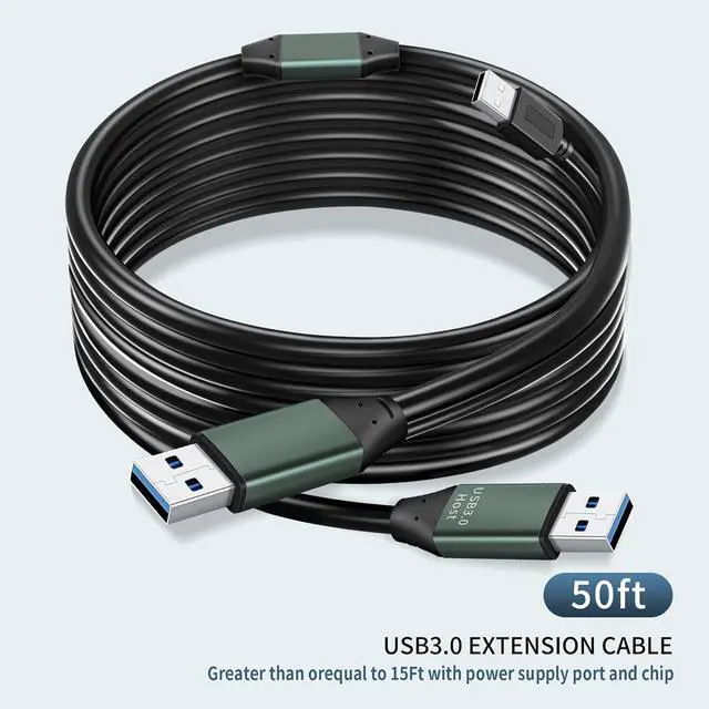 Alt view image 3 of 7 - 50Ft USB 3.0 Cable Male to Type A for Data Transfer,Hard Drive Enclosures,Laptop Cooler,DVD Player,USB Hub