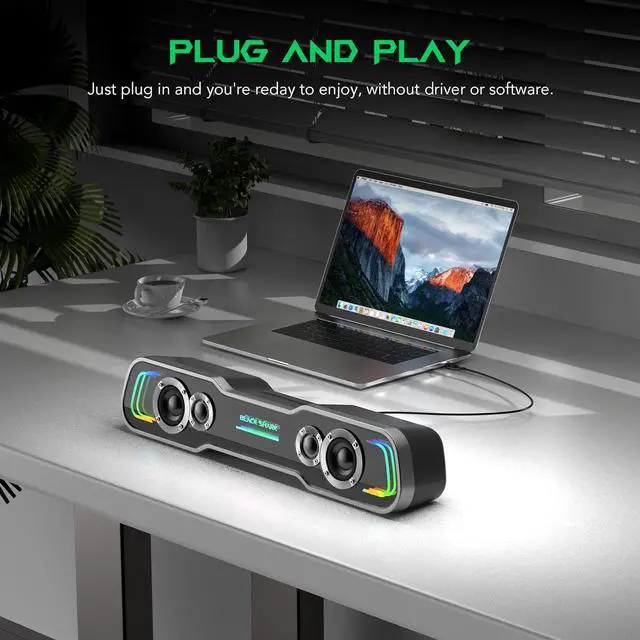Alt view image 5 of 7 - Bluetooth Computer Speakers for Desktop, Dynamic Multi-Layer RGB Lighting Gaming PC Speaker with Deep Bass, USB C/USB Powered Sound-bar Desktop Monitor Laptop (BS-SP1)