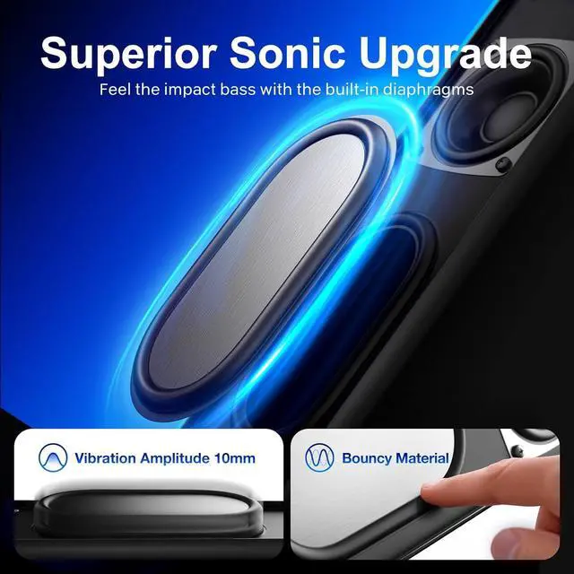 Alt view image 3 of 7 - Computer Speakers  Hi-Fi Stereo PC with 9 LED Lighting Modes, Enhanced Bass and Sound, USB/Type-C Powered 3.5mm Audio Wired Desktop for PC, Laptop, Monitor, MacBook