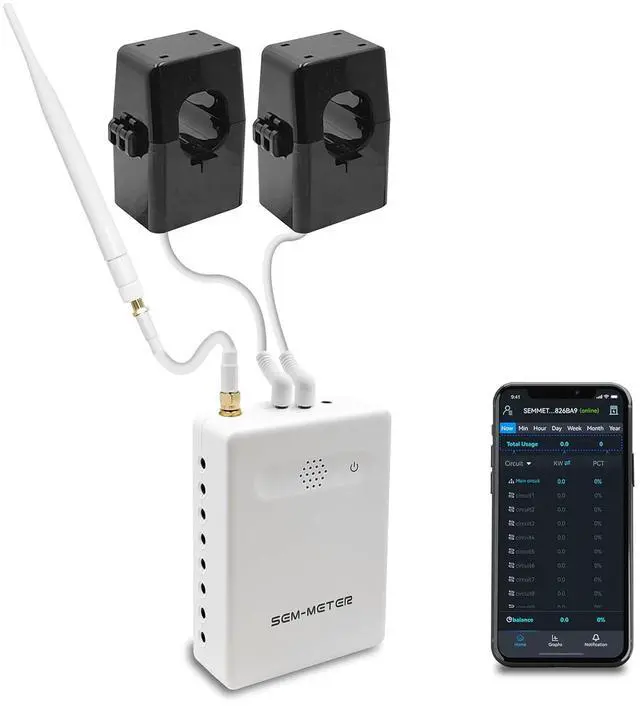 Main image of Smart Home Energy Monitor, Measure Power Usage in Real-Time, History with App (2 200A Circuit Level Sensors) - Compatible with Home Assistant