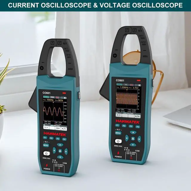 Alt view image 3 of 7 - 3-in-1 AC/DC Clamp Meter & Oscilloscope,5MS/s High Sampling Rate,1MHz Bandwidth,600A &1000V AC/DC Current & Voltage Detection,Resistance,Capacitance,Continuity Test,NCV,Data Logging-CO601