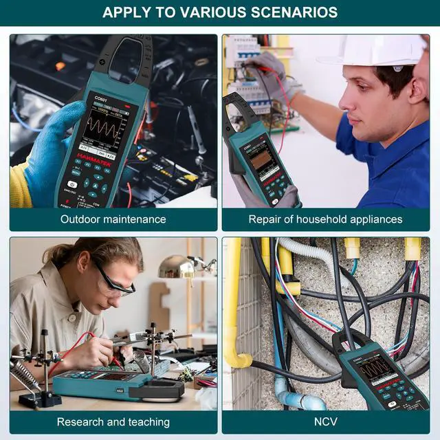 Alt view image 6 of 7 - 3-in-1 AC/DC Clamp Meter & Oscilloscope,5MS/s High Sampling Rate,1MHz Bandwidth,600A &1000V AC/DC Current & Voltage Detection,Resistance,Capacitance,Continuity Test,NCV,Data Logging-CO601