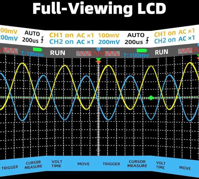 Alt view image 4 of 7 - Dual Channel Oscilloscope Multimeter, 25MHz Bandwidth 3.98" Full-Viewing TFT LCD DDS Generator, Measure Flexible AC Current Clamp, Temperature Cap Diode Amp Ohm Voltage Tester with Carrying Case