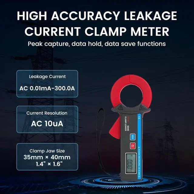 Alt view image 2 of 6 - 6540 High Accuracy Leakage Low Current Clamp Meter, 10uA Resolution, 0.00mA-300A, 1.6inch/40mm, Manufacturer Direct Sales, High Precision Amp Clamp Meter, High Accuracy