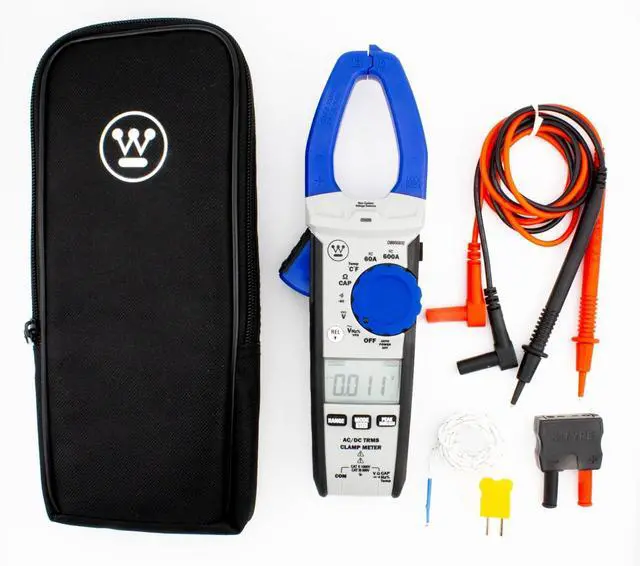 Alt view image 2 of 7 - True RMS Digital Auto-Ranging 6000 Counts Clamp Meter, Current to 600 A, AC/DC Voltage to 1000 V, Resistance and Continuity, with Relative Mode and VFD, Incl. Case and 2 Year Warranty