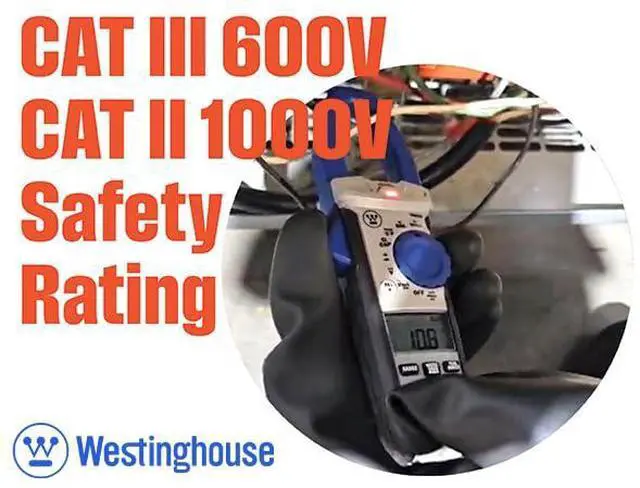 Alt view image 4 of 7 - True RMS Digital Auto-Ranging 6000 Counts Clamp Meter, Current to 600 A, AC/DC Voltage to 1000 V, Resistance and Continuity, with Relative Mode and VFD, Incl. Case and 2 Year Warranty