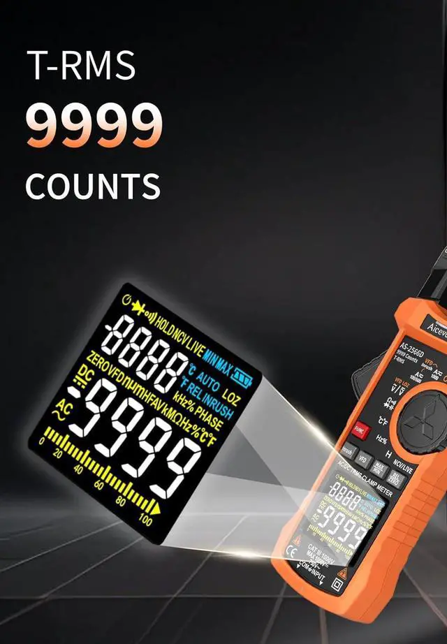 Alt view image 4 of 7 - Inrush Digital Clamp Meter Multimeter 1000A TRMS 6000 Counts, Amp Voltage Tester with VFD, LOZ Mode; Measures AC/DC Current Voltage Temperature Resistance Capacitance Frequency Continuity NCV
