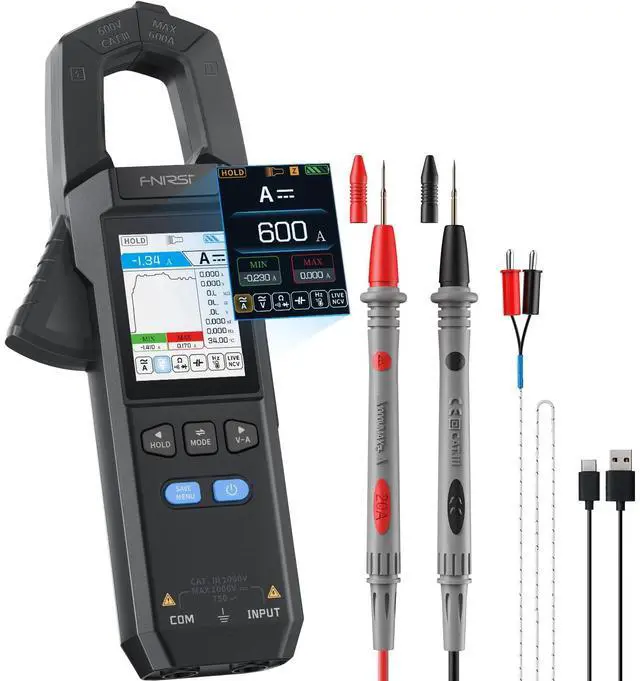 Main image of DMC-100 Digital Clamp Meter Multimeter 9999 Counts TRMS, 600A Curve Recording Rechargeable Amp Meter, Measures NCV, AC/DC Voltage Current, Continuity Capacitance Diode Resistance, Temperature