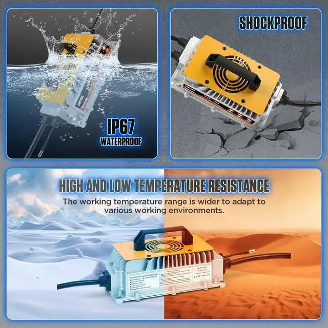 Alt view image 7 of 7 - Forklift Battery Charger 24V 30A Smart Trickle Charger, IP67 Waterproof, 24 Volt 30 AMP Fully Automatic, for Lead-Acid Batteries, for Pallet Jack/Floor Scrubber/Golf Cart