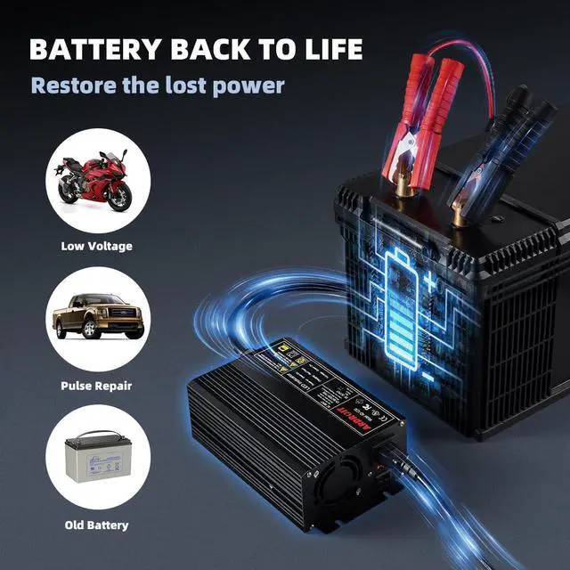 Alt view image 2 of 6 - 14.6V 50A LifePO4 Battery Charger Trickle Charger Smart Charger and Maintainer for 12V LiFePO4 Lithium-Iron Deep Cycle Rechargeable Batteries and Battery Desulfator