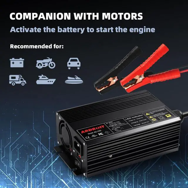 Alt view image 3 of 6 - 14.6V 50A LifePO4 Battery Charger Trickle Charger Smart Charger and Maintainer for 12V LiFePO4 Lithium-Iron Deep Cycle Rechargeable Batteries and Battery Desulfator