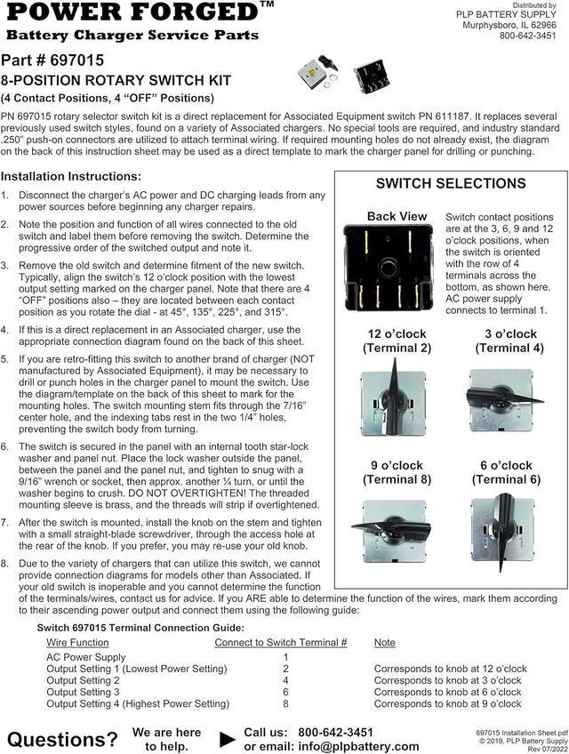 Alt view image 6 of 6 - 8-Position Battery Charger Switch Kit Replaces Associated Eqpt 611187 by
