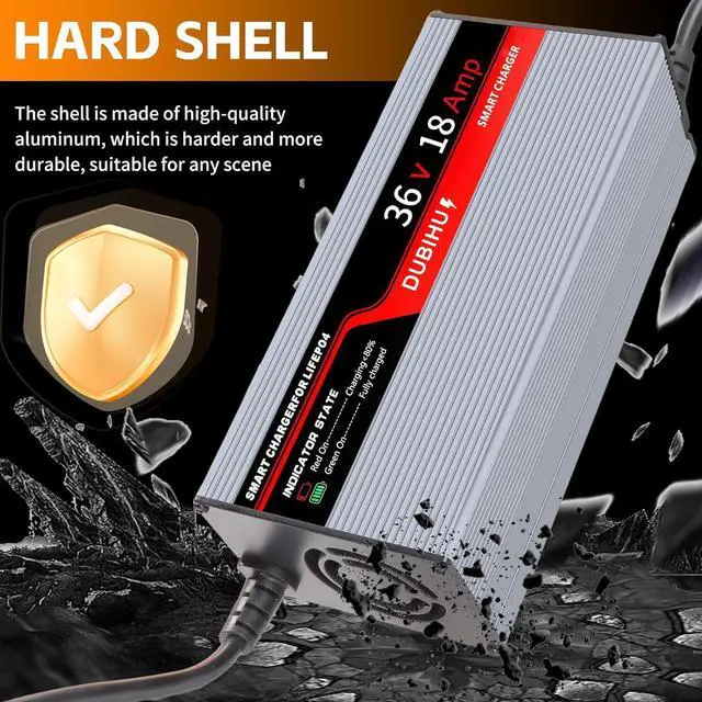 Alt view image 4 of 7 - 43.8V 18A LifePo4 Lithium Battery Charger Smart Golf Cart, RV & 36V Motor Battery Charger with Anderson Plug, M8 Ring Terminal & 50A Alligator Clip Adapter Cable