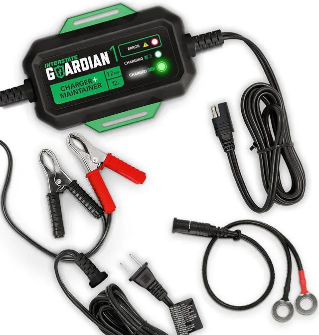 Alt view image 4 of 6 - 12V Battery Charger and Maintainer (12V, 1.2A) Portable, Automatic, Trickle Charging for Automotive, AGM, Flooded, Gel, Lead-Acid, Powersports (CHGIB12)