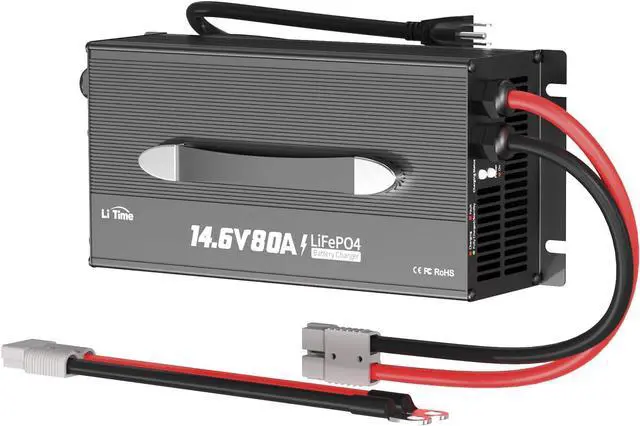 Main image of 80-Amp Lithium Battery Charger,12V LiFePO4 Battery Charger AC-DC Smart Charger with Cooling Fan, Anderson Connector LED for 14.6V LiFePO4 Lithium Batteries, 80A Fast Charging