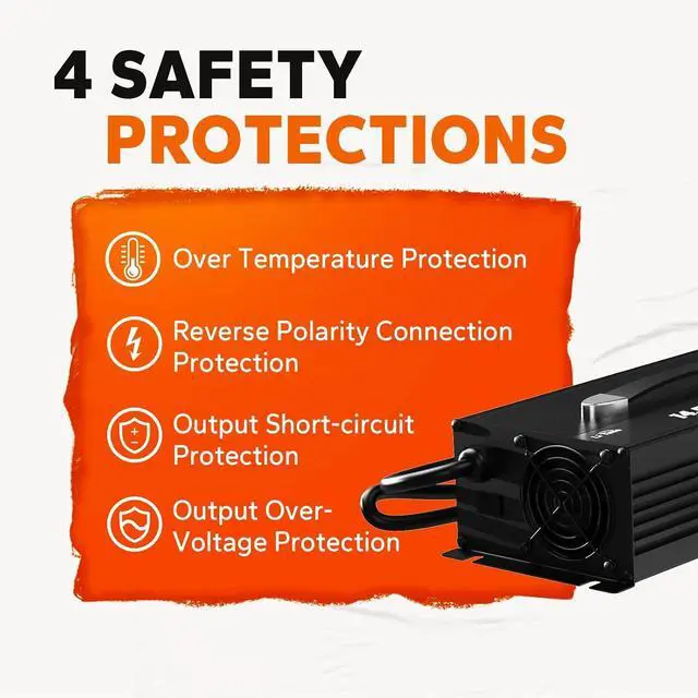 Alt view image 2 of 7 - 80-Amp Lithium Battery Charger,12V LiFePO4 Battery Charger AC-DC Smart Charger with Cooling Fan, Anderson Connector LED for 14.6V LiFePO4 Lithium Batteries, 80A Fast Charging